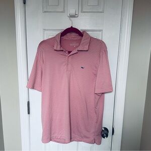 Vineyard Vines Men's Polo in Pink and White Stripes